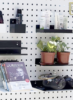 方孔洞洞板置物架展示架配件小托板小盒子黑色挂钩挂架孔板配件