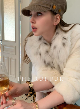【TR】铂金夫人进口雷克斯冬獭兔狐狸毛皮草皮毛一体外套不臃肿女
