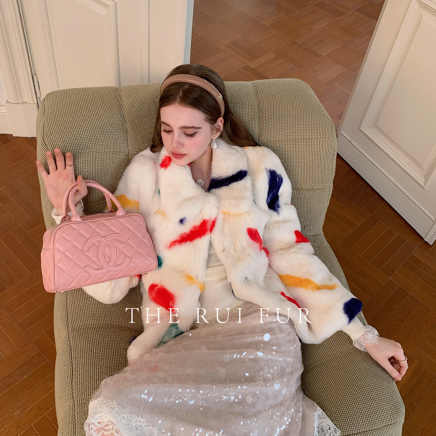 【TR】“涂涂小怪”六色重工印染安哥拉长毛进口兔毛皮草外套女冬