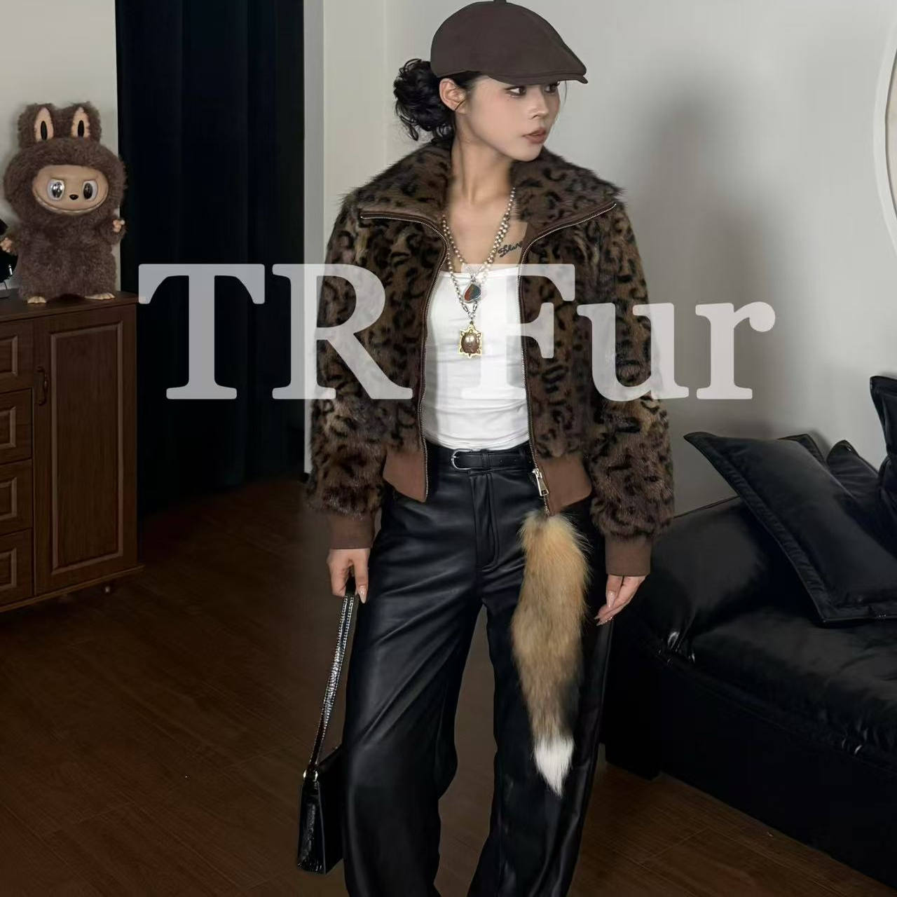 进口青根貂天然整皮皮草时髦外套