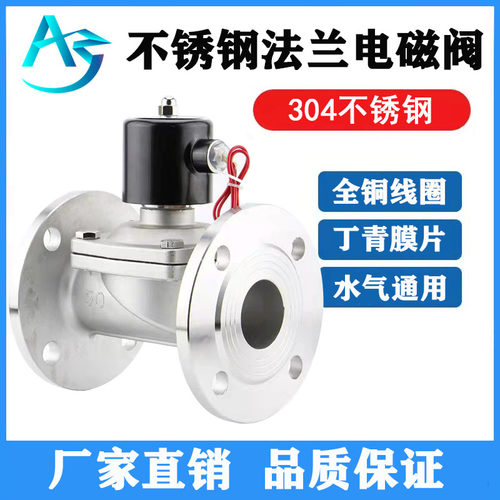 304不锈钢法兰电磁阀220V24V常闭