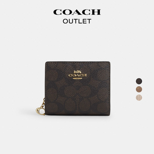 COACH/蔻驰奥莱女士经典标志搭扣钱包