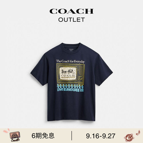 COACH/蔻驰奥莱男士EVERYDAY拼贴装饰棉质休闲型短袖T恤