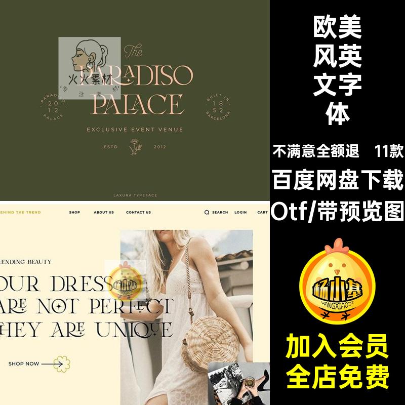 酸性英文字体Otf画册杂志标题设计衬线海报安装包LOGO11款艺术