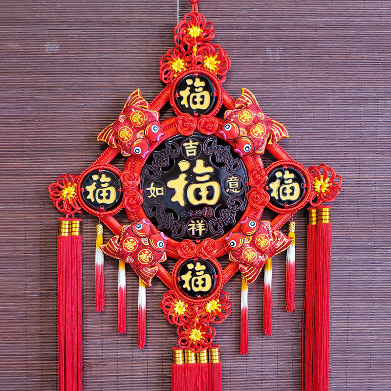 【顺丰发货】五福桃木中国结挂件中大特大号客厅装饰挂件背景墙壁