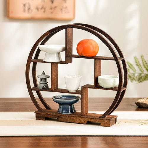 桌面博古架小型实木摆件茶具茶叶架多宝阁紫砂茶壶展示架子置娜