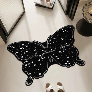 浴室吸水地垫蝴蝶黑色防滑耐磨速干厕所地毯洗手间门口垫子