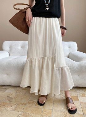 司南 自在风雅 不规则设计感拼接高腰A字显瘦气质半身裙 SN7570