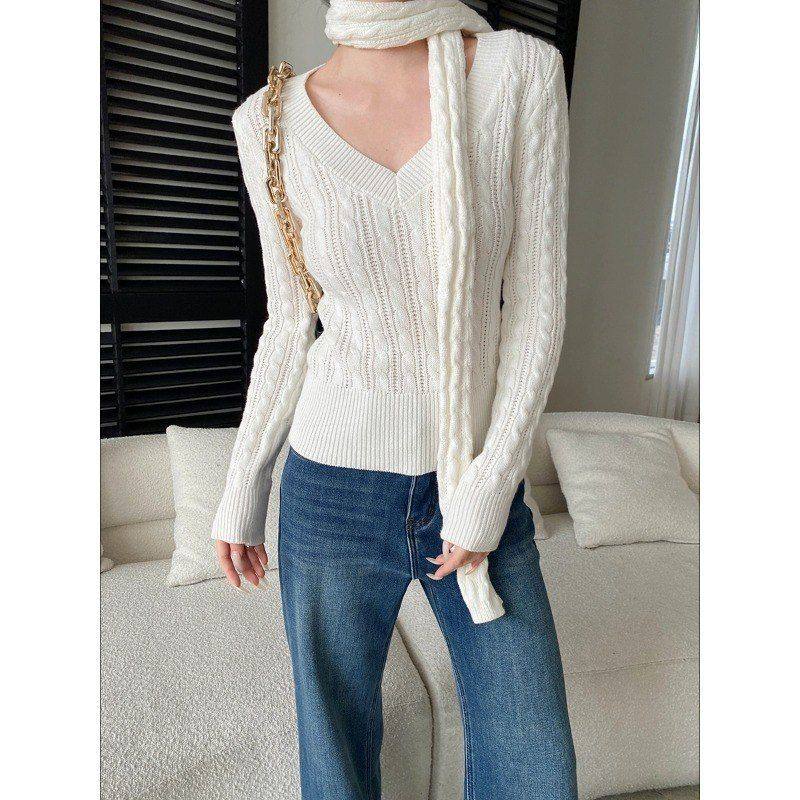 司南智性出街法式领围巾复古绞花