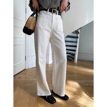 司南 早春新款 反穿设计感双口袋高腰显瘦直筒阔腿牛仔裤 SN7160