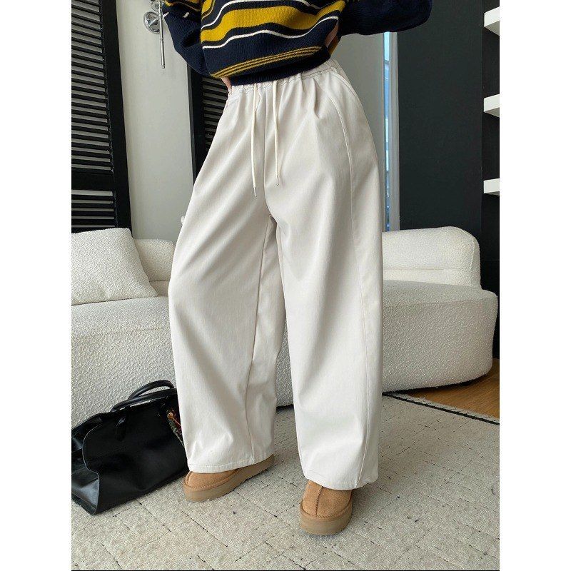 司南 舒适主义 立体剪裁抽绳阔腿宽松直筒显瘦加绒休闲裤 SN8433