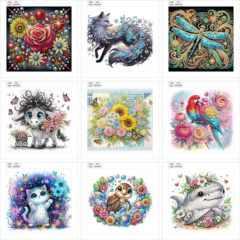 新款大尺寸5ddiy钻石画卡通动物异形亮钻满钻室内装饰画跨境
