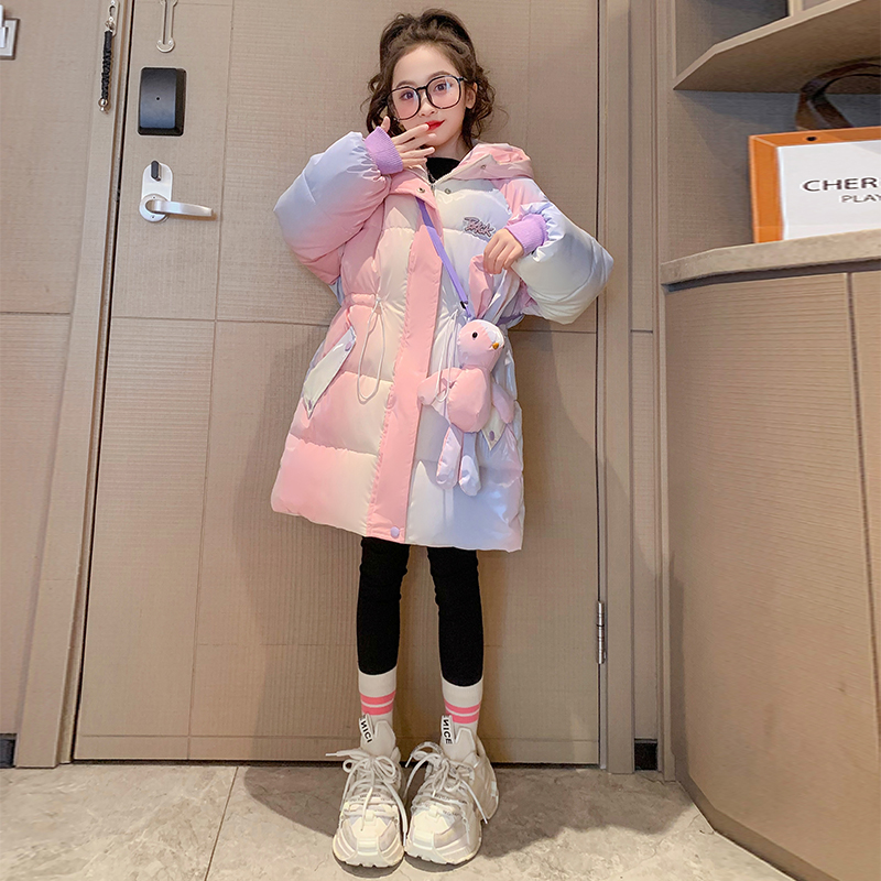 女童羽绒服冬装洋气加厚中长款
