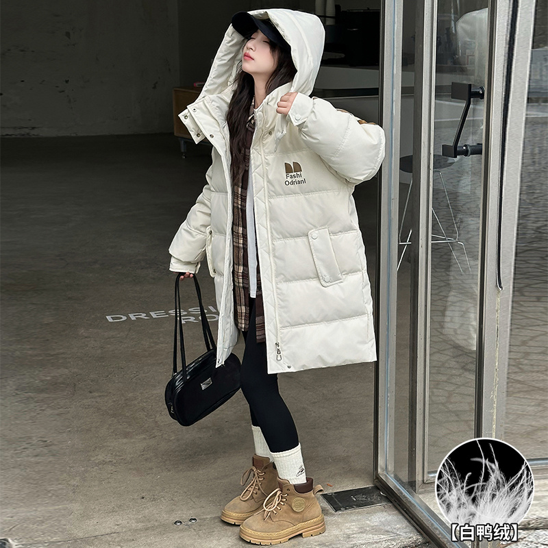 女童冬季中长款羽绒服连帽外套潮