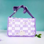 EMILY系列紫色格子云朵可爱斜挎包撞色拼接小众时尚 通勤单肩包