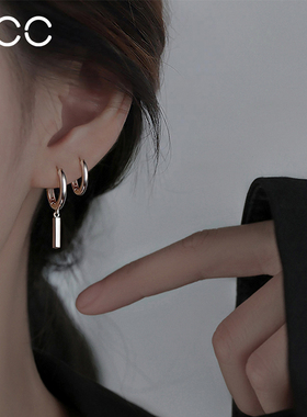 ACC银条耳环女2025新爆款耳圈999纯银轻奢小众素圈耳钉高级感耳饰