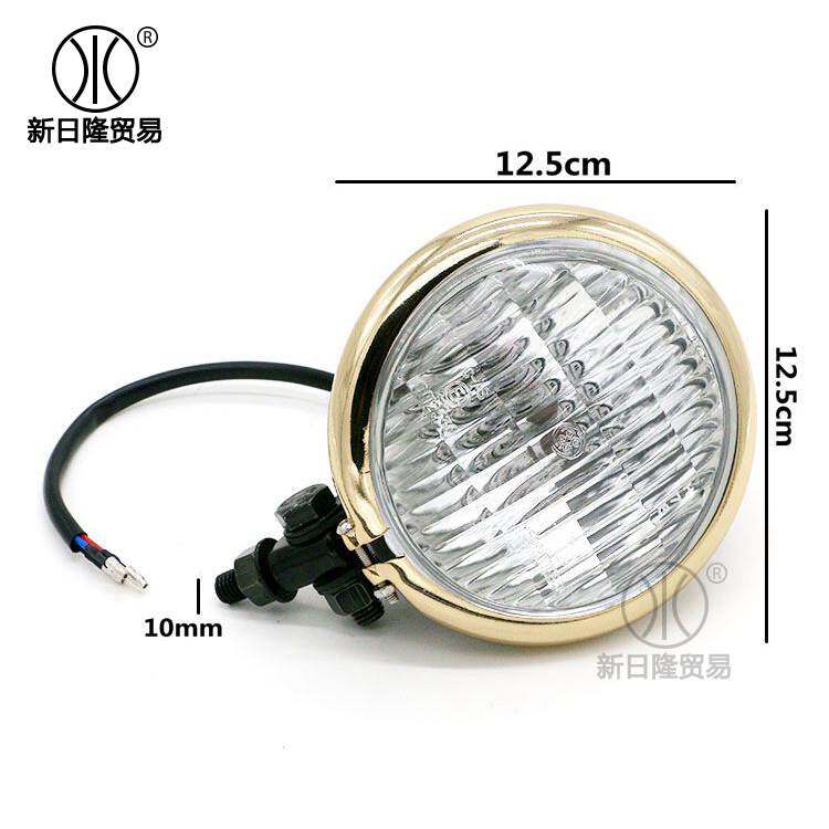 摩托车前大灯 改装巡航太子复古头灯LED全铝经典车头大灯