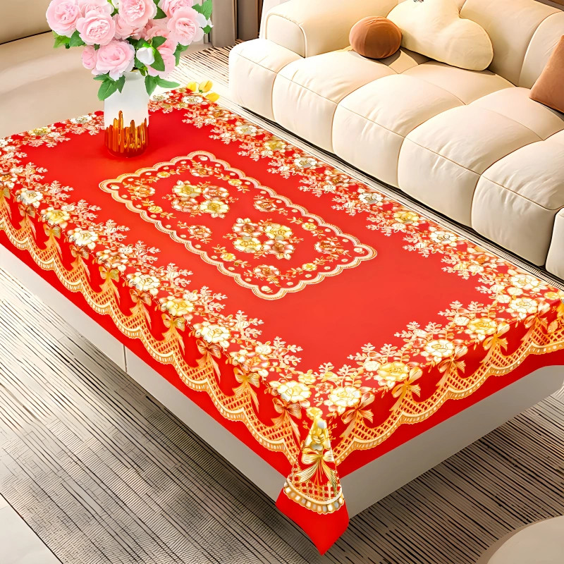 红色结婚桌布订婚婚礼新婚房婚庆喜事喜庆餐桌布台家用桌布茶几布,居家布艺,桌布,淘宝优惠券,粉丝福利购,淘宝优惠卷