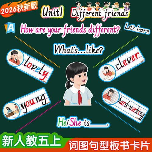 2026秋新人教5上单词句子板书贴