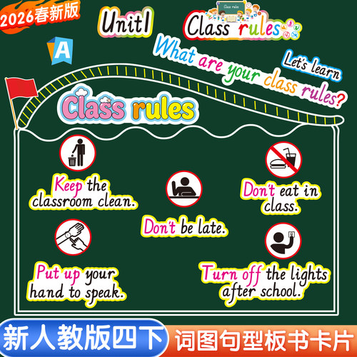 2026春新PEP4下云朵词图句型卡片