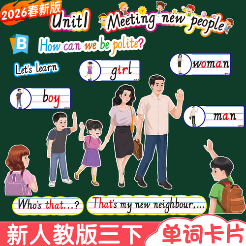 2026春新人教3下单词句子板书贴
