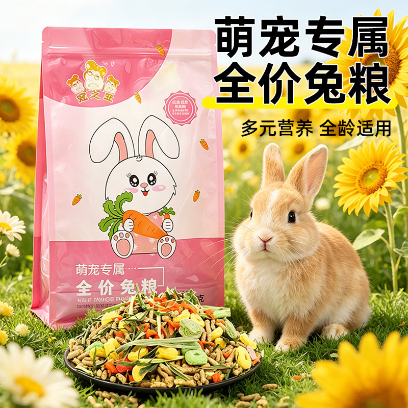 兔粮兔饲料幼成宠物兔子粮食侏儒垂耳兔荷兰猪果蔬干提摩西苜蓿草图片
