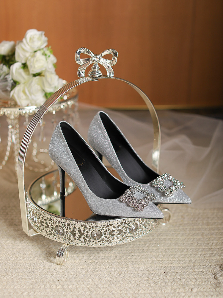 WEDDING SHOES BRIDAL SHOES XIUHE WEDDING DRESS WEDDING DRESS NOT TIRED FEET RED POINTED HEELS WOMENS STILETTO HEELS 2024 NEW