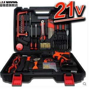 组合 21V锂电池电钻 手动五金工具套装 木工电动工具箱 家用套装
