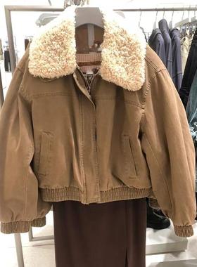 VM NY NB UR2024冬美拉德风宽松毛绒翻领保暖白鸭绒羽绒服外套女