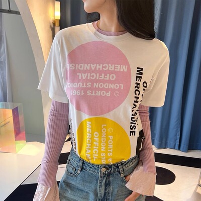 【4折】Ports1961宝姿春夏几何图案字母拼色T恤