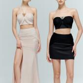 性感花朵抹胸半裙礼服 Retro 折 Artel