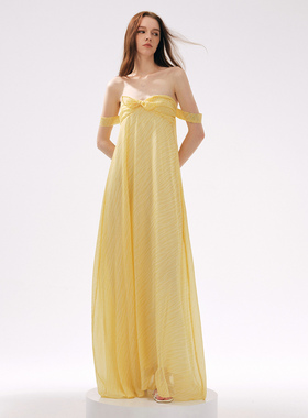 MOOD X MIURA 25SS 黄色雪纺抹胸长裙