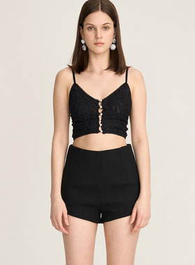 【折】MOOD X MIURA 2RSS新款黑色性感镂空珍珠扣蕾丝Bra吊带上衣