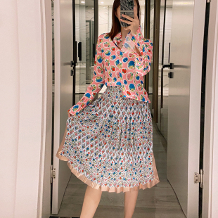 满印印花衬衫 木兰买手店Manoush 百褶开衩半裙 折