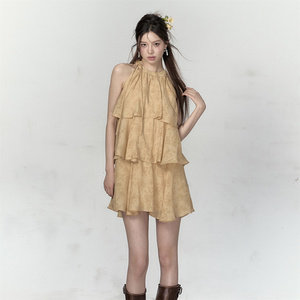 VIAPITTI 2024夏季新款新中式设计感挂脖无袖连衣裙百搭木兰合集