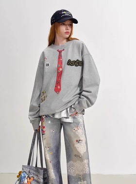 SOFITTE 25AW秋季 灰色趣味印花圆领长袖卫衣