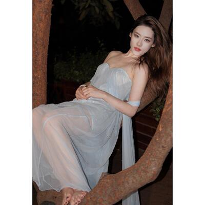 【折样】阿尔忒弥斯美伢Sheer Luck 24新款Thea网纱褶皱抹胸长裙