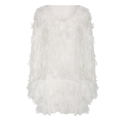 ESTER HSU 25AW 霜花织梦·复古方领荷叶边立体蕾丝蓬蓬裙