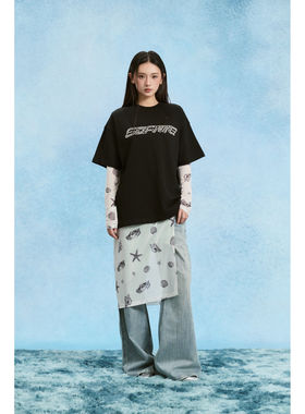 SOFITTE 25SS春夏新款 黑色烫珍珠logo圆领T恤