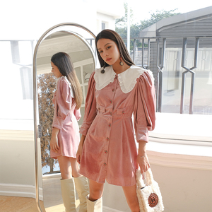 【国现】木兰买手店Sister Jane 2R甜美娃娃领钻扣泡泡袖连衣裙