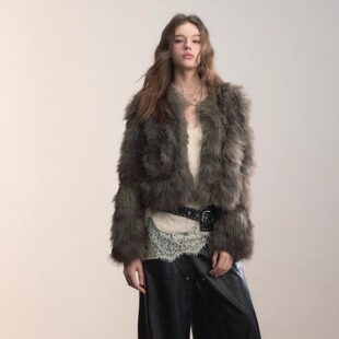 VIAPITTI 25AW 短款休闲风女装棉衣双色环保毛毛外套