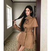 Maison 收腰外套 复古卡其斗篷式 Wester25秋季 新款