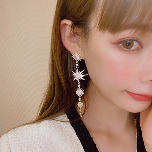 chen Wardrobes 春夏蝴蝶结钻珍珠水晶八芒星花朵耳环钉 折