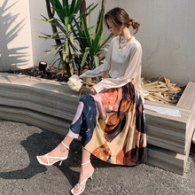 【折】Ports1961 飘带白衬衫人脸彩色印花上衣A字半裙