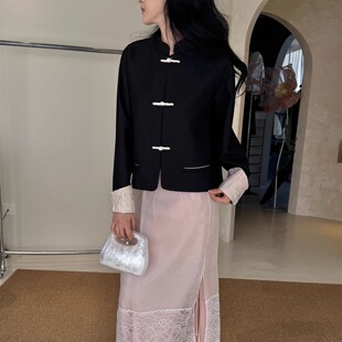 折扣 新中式 马褂 4折 上衣 DUST 黑外套 女 ICE