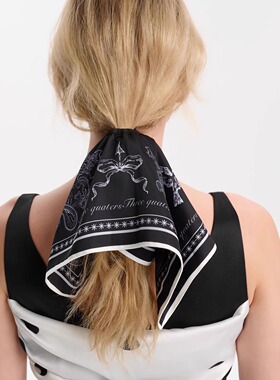 Three Quarters25SS 复古腰果花图案 方巾式发圈