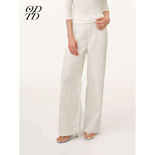 牛仔裤 ODTD26春夏满天星烫钻牛仔直筒长裤 休闲 设计师女装 现货