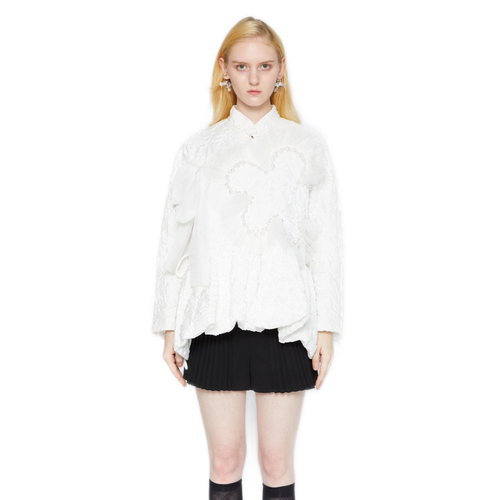 【折】ARTE PURA花花珍珠装饰斜襟棉服外套甜美秋冬新款