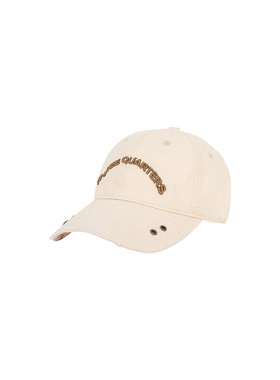 Three Quarters 25SS米白logo刺绣做旧花底棒球鸭舌帽简约帽子