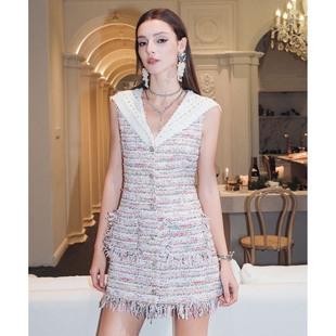 钩花海军领流苏连衣裙 24早春新款 木兰 Vevina Diana